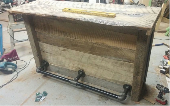 Reclaimed Hardwoods (Red Oak, Black Walnut, Ash) Bar