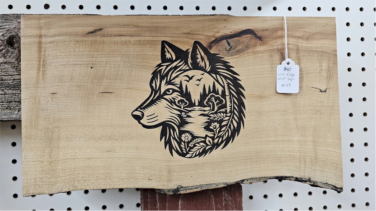 Live Edge Wolf Sign
